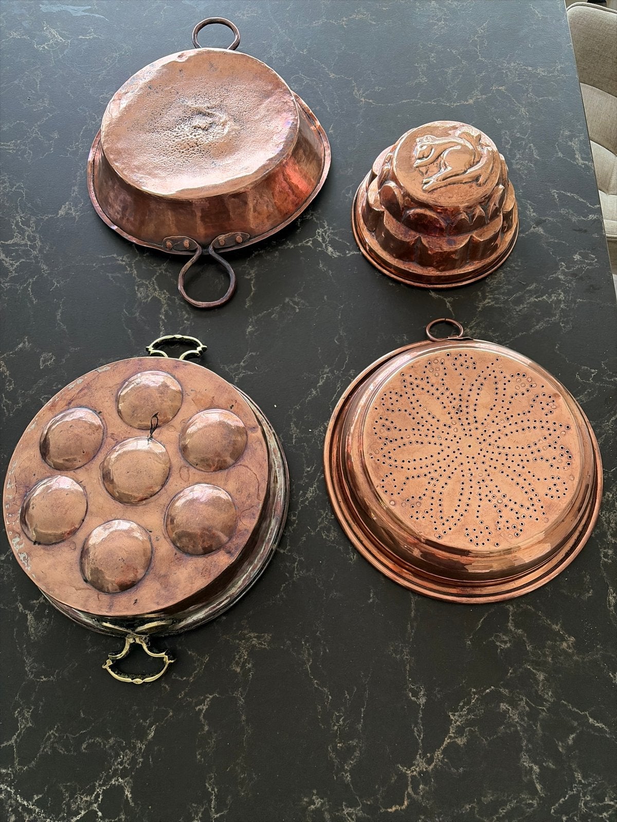 Decoratieve Koperen Pannen Set voor aan de Muur, Ophalen of Verzenden, Koper