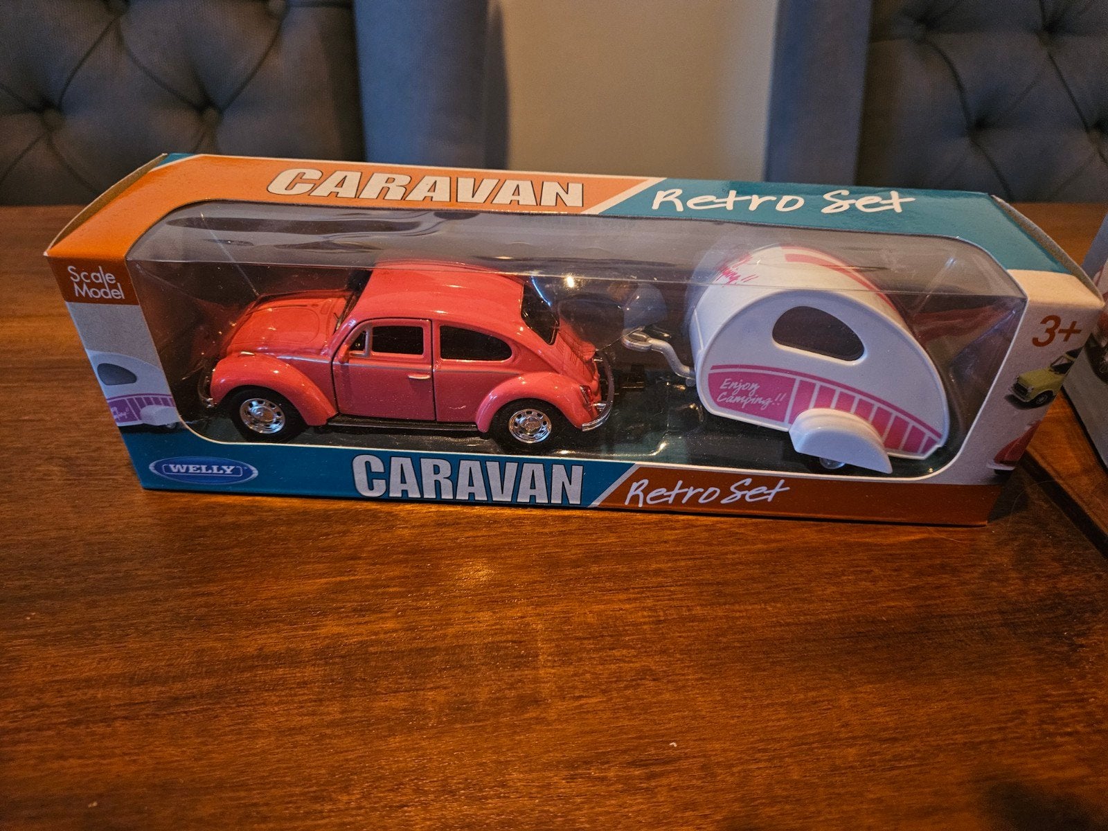 Welly Caravan Retro Set - Roze Kever met Caravan, Ophalen of Verzenden, Nieuw