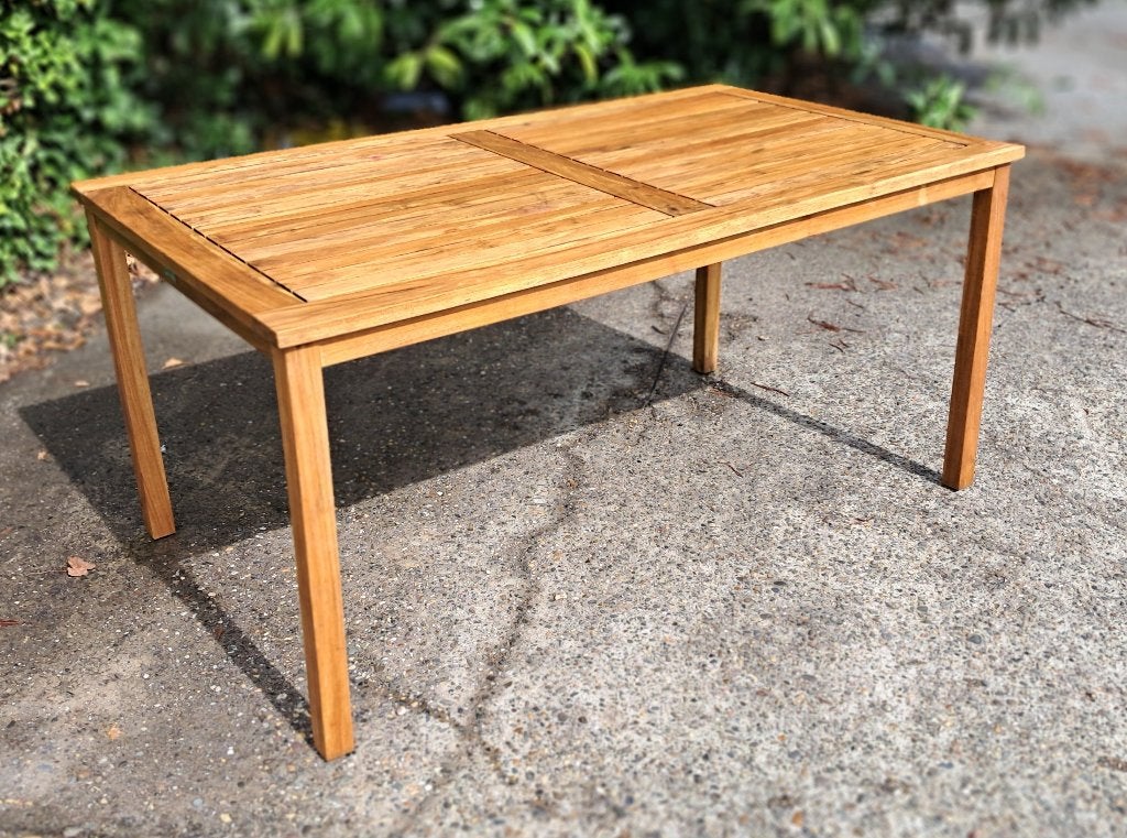 Populair Teak tuintafel 160 x 90 cm, demontabel, Ophalen, Gebruikt