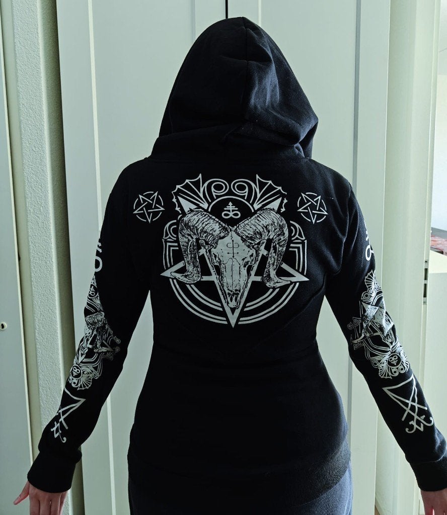 Restyle original Gothic "Ritual Hoodie" Ram Skull, RESTYLE, Zwart, Maat 46/48 (XL) of groter, Nieuw
