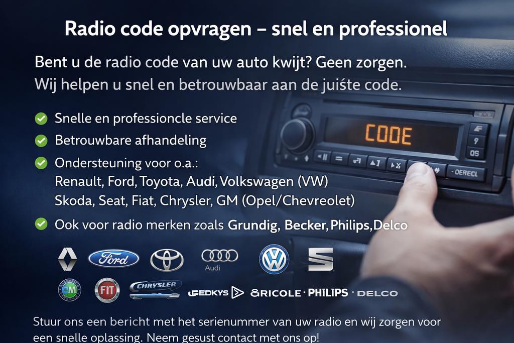 Radio Code Kwijt? Direct Oplossing voor Alle Auto’s, Aycar, Ophalen of Verzenden, Zo goed als nieuw, Aycar