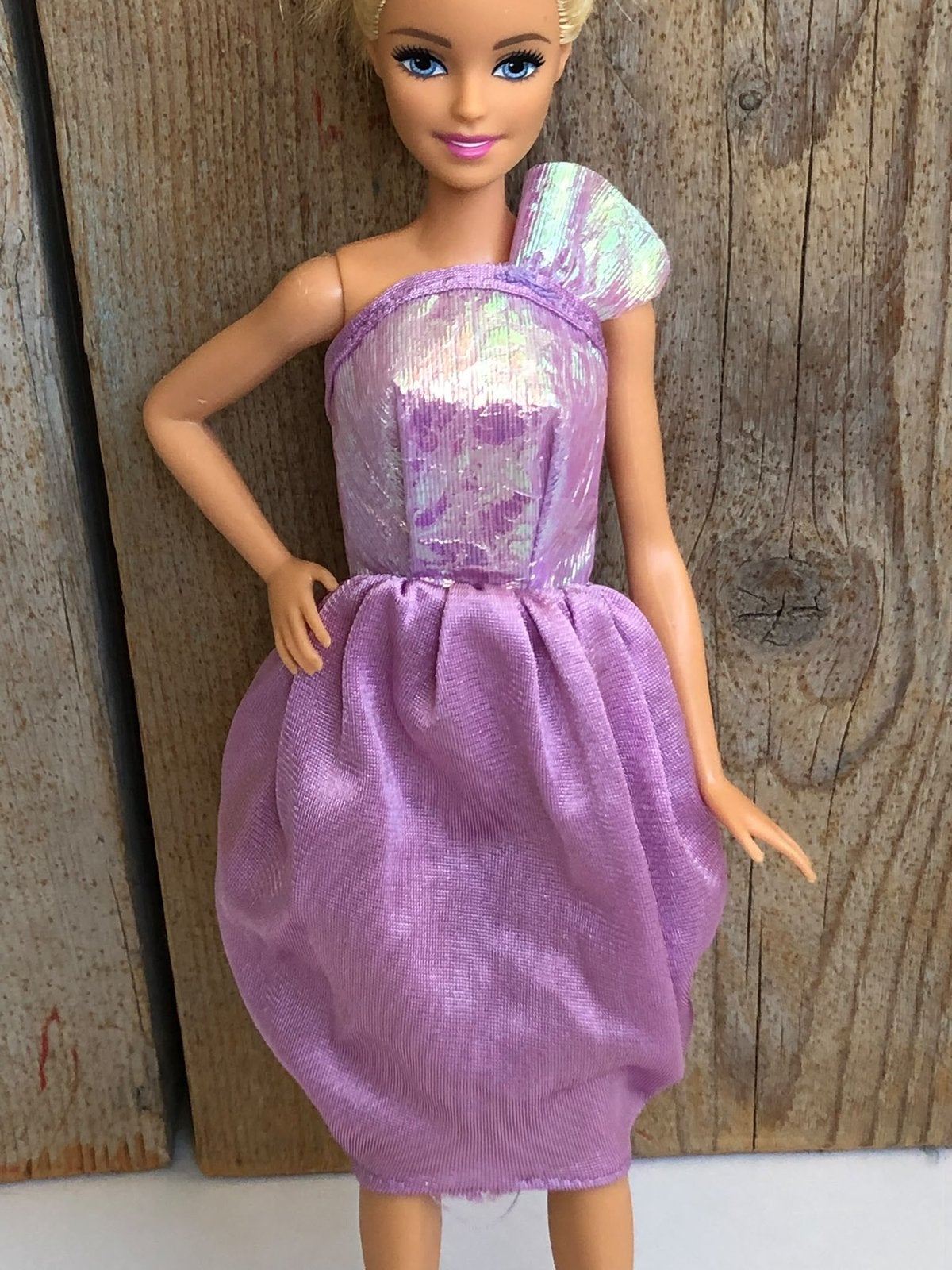Paarse Mattel Barbie Fashion Play 'Promenade'-jurk (#7232), Ophalen of Verzenden, Gebruikt, Barbie