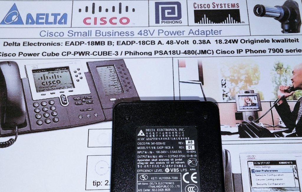 Cisco CP-PWR-CUBE-3 48V Adapter Delta EADP-18CB 341-0206-03, Ophalen of Verzenden, Zo goed als nieuw, Toebehoren