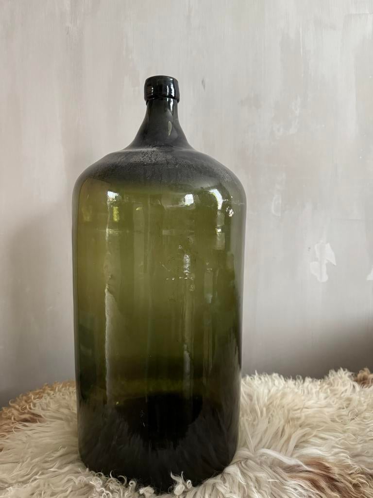 Oude groene gistfles van distilleerderij Hooghoudt, Antiek en Kunst, Curiosa en Brocante, Ophalen