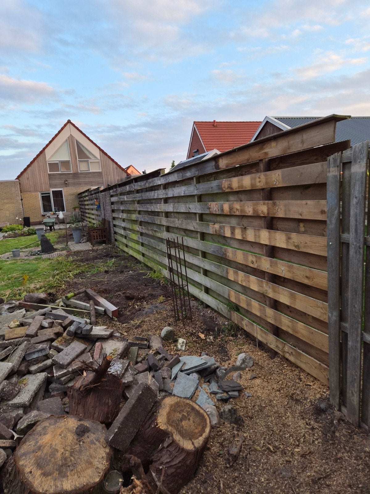 Houten schuttingdelen - Gebruikt, Tuin en Terras, Schuttingen, Ophalen, 6 meter of meer, Hout, 1 tot 2 meter