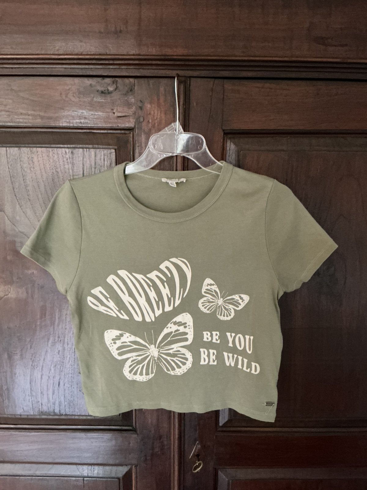 T shirt kort model mosgroen / khaki, Kleding | Dames, Maat 42/44 (L), Ophalen of Verzenden, Zo goed als nieuw, Korte mouw