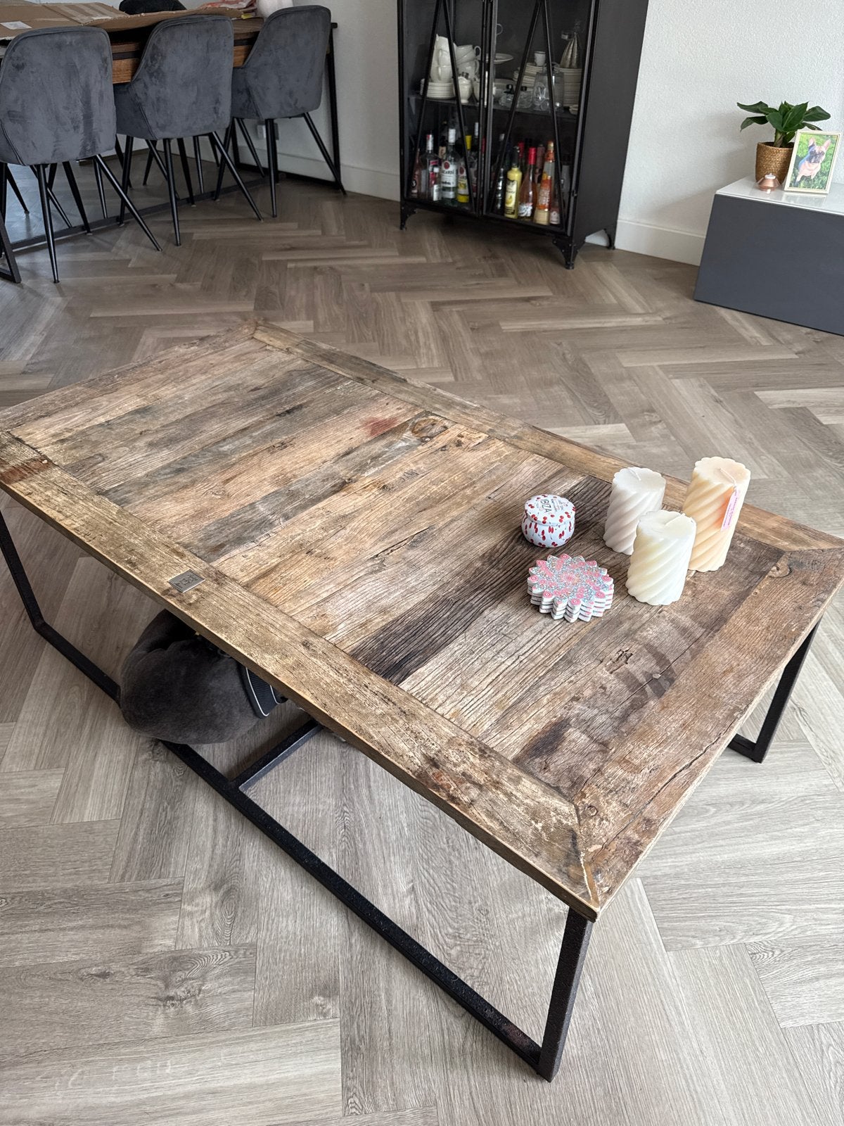 Riviera Maison Salontafel Hout en Metaal - 130x70x46 cm, Ophalen, Gebruikt, 100 tot 150 cm, 50 tot 100 cm