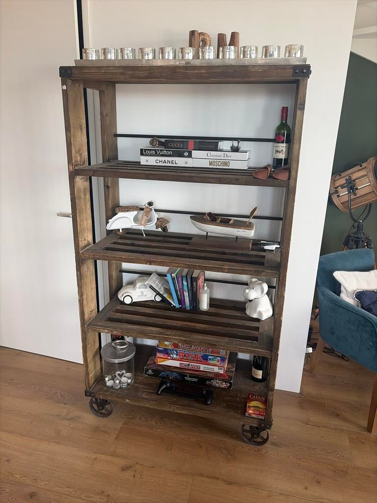 Riviera Maison Old Mill Cabinet High - Robuuste Houten Kast, Huis en Inrichting, Kasten | Boekenkasten, Ophalen, Met plank(en)