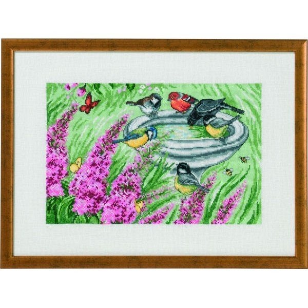 Borduurpakket vogeltjes bij de drinkbak 909396, ., Nieuw, Ophalen of Verzenden, .