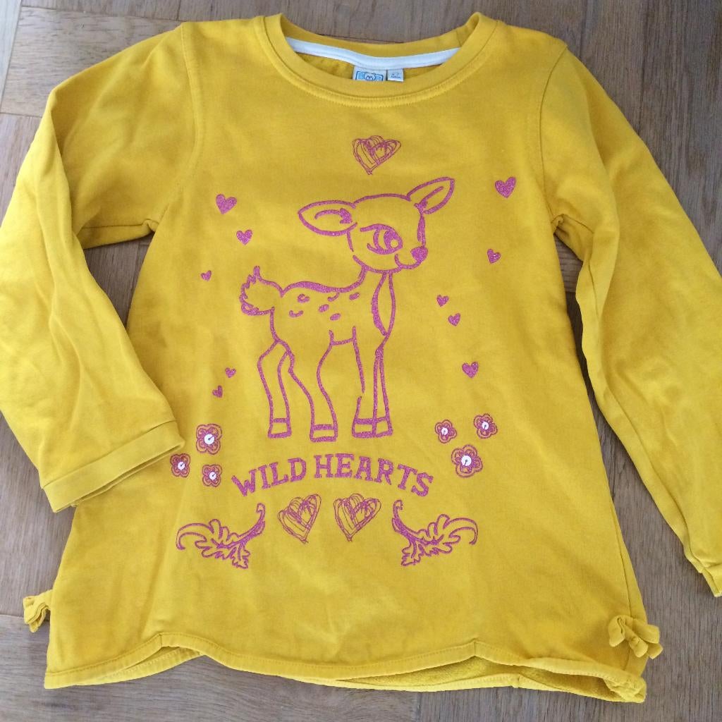 Gave zgan mosterd/oker gele trui roze hertje & hartjes 122, Bob der Bär, Meisje, Trui of Vest, Ophalen of Verzenden