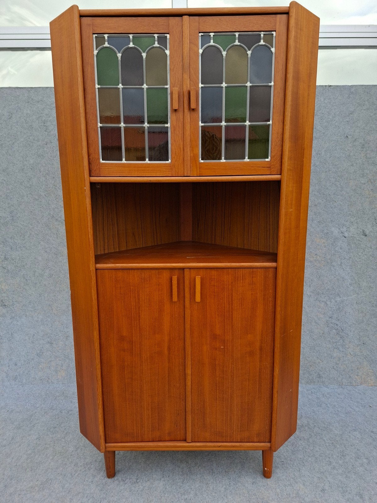 Vintage hoekkast, Gebruikt, 100 tot 150 cm, Glas, X