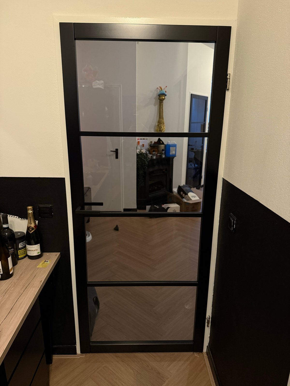 CanDo staal look opdekdeur met rookglas 83x201.5 cm, Ophalen, 80 tot 100 cm, Binnendeur, 200 tot 215 cm