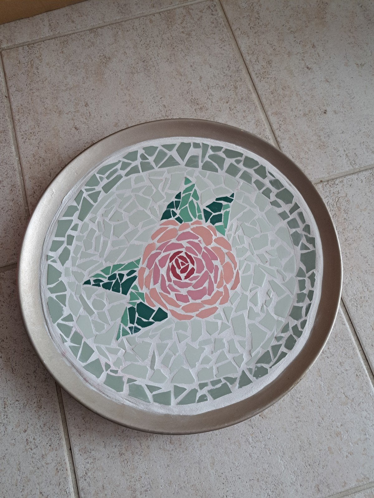 Mooie mozaïek schaal diameter44cm, Ophalen of Verzenden, Zo goed als nieuw, Rond, Glas