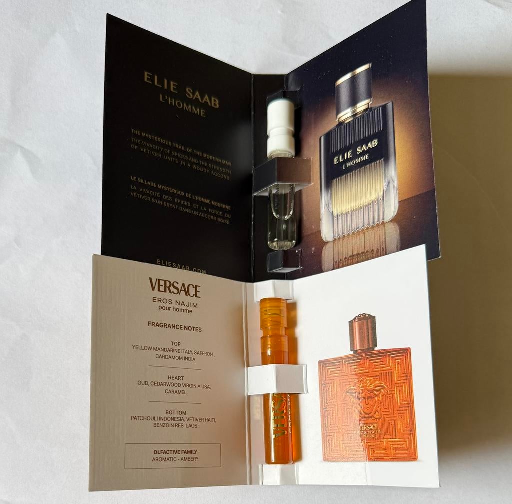 Versace Eros Najim & Elie Saab L’Homme Samples, Sieraden, Tassen en Uiterlijk, Uiterlijk | Parfum, Ophalen of Verzenden, Nieuw