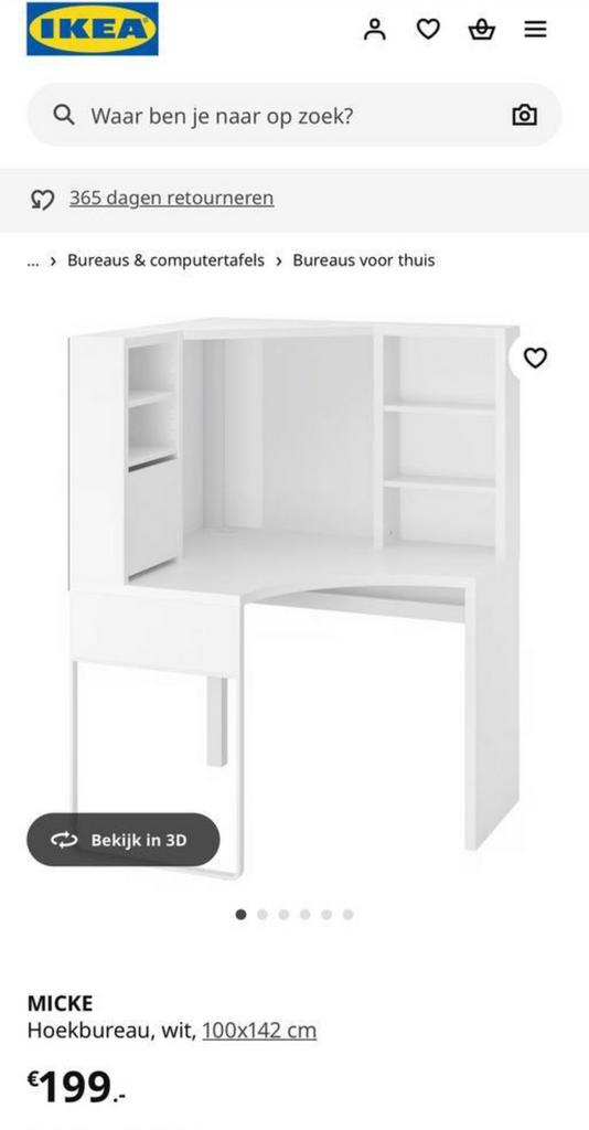 Ikea wıt mıcke hoekbureau, Ophalen of Verzenden, Gebruikt