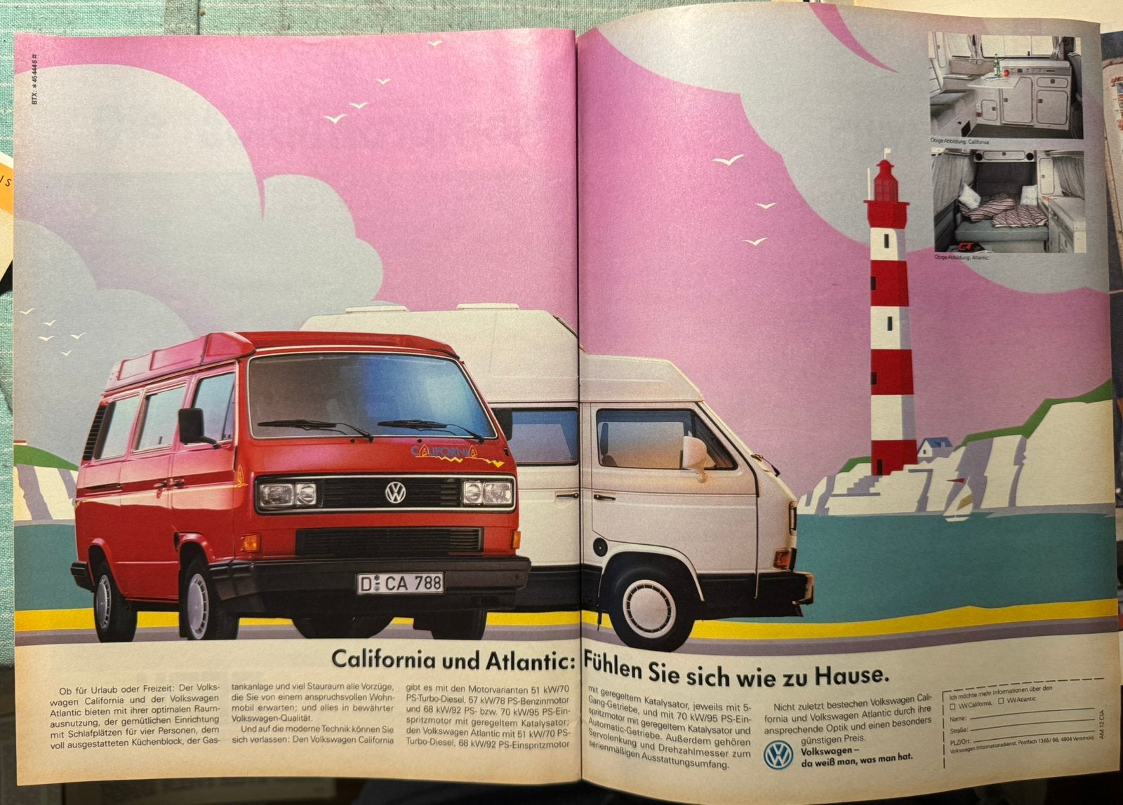 Advertentie 1990 Volkswagen California en Atlantic camper, Verzenden, Zo goed als nieuw, Auto's