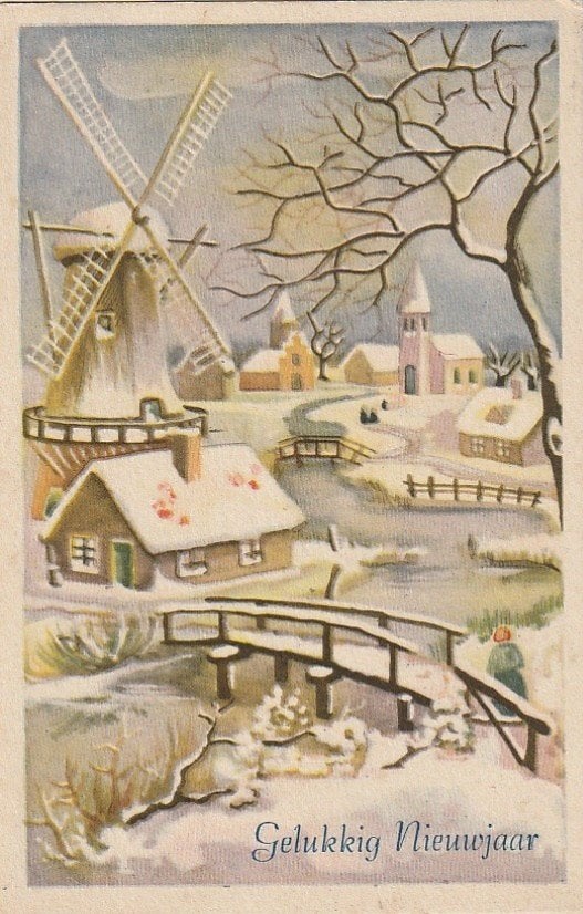MOLEN DORP KERST JAREN 40 ZEER MOOIE OUDE KAART KN915, Ophalen of Verzenden, 1940 tot 1960, Gelopen