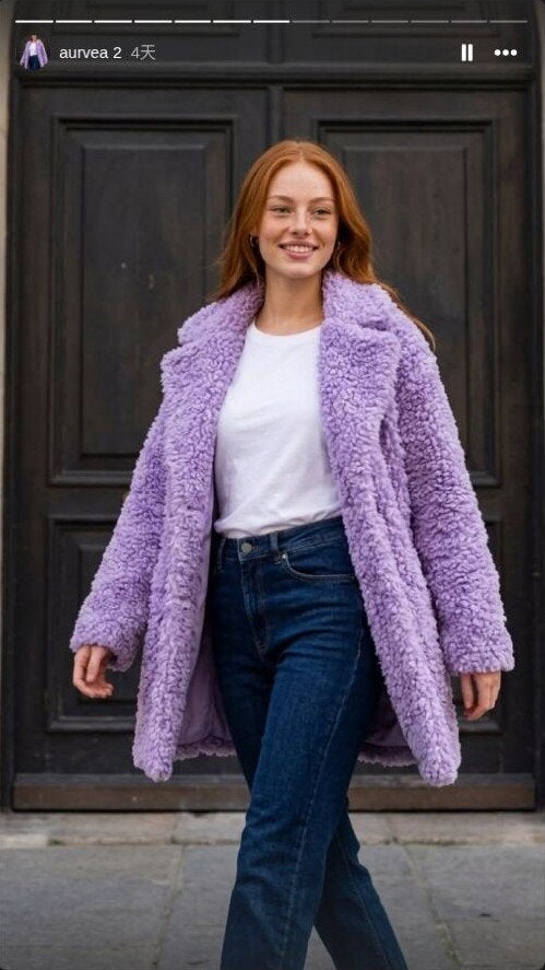 Nieuwe paarse lange teddyjas dames AV-002-LILA, Kleding | Dames, Verzenden, Nieuw, Maat 38/40 (M), Paars