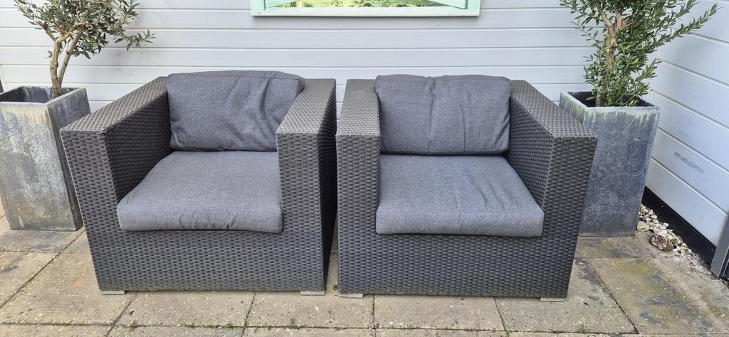 2 leuke tuinstoelen met kussens, Tuin en Terras, Tuinsets en Loungesets, Ophalen, Zo goed als nieuw, Stoel