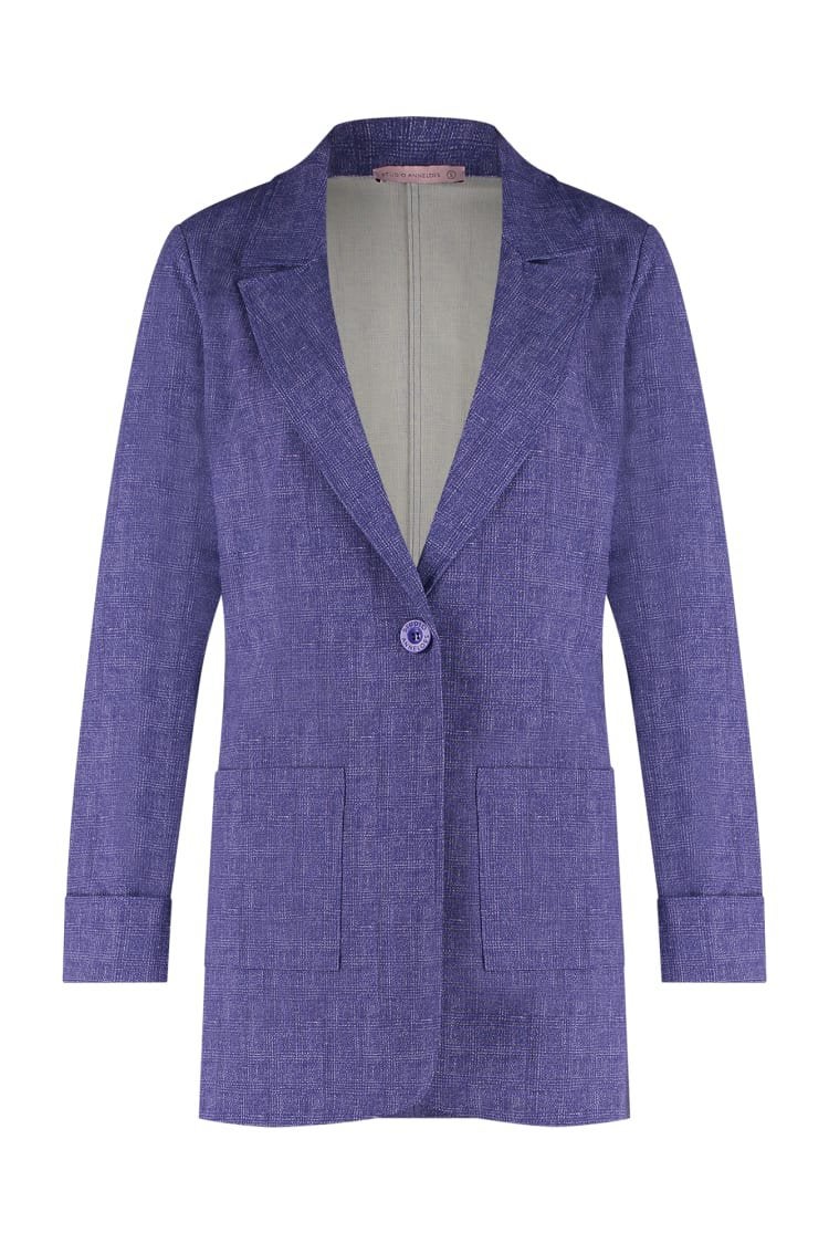Studio anneloes tess check blazer M purple blue, Paars, Ophalen of Verzenden, Zo goed als nieuw, X