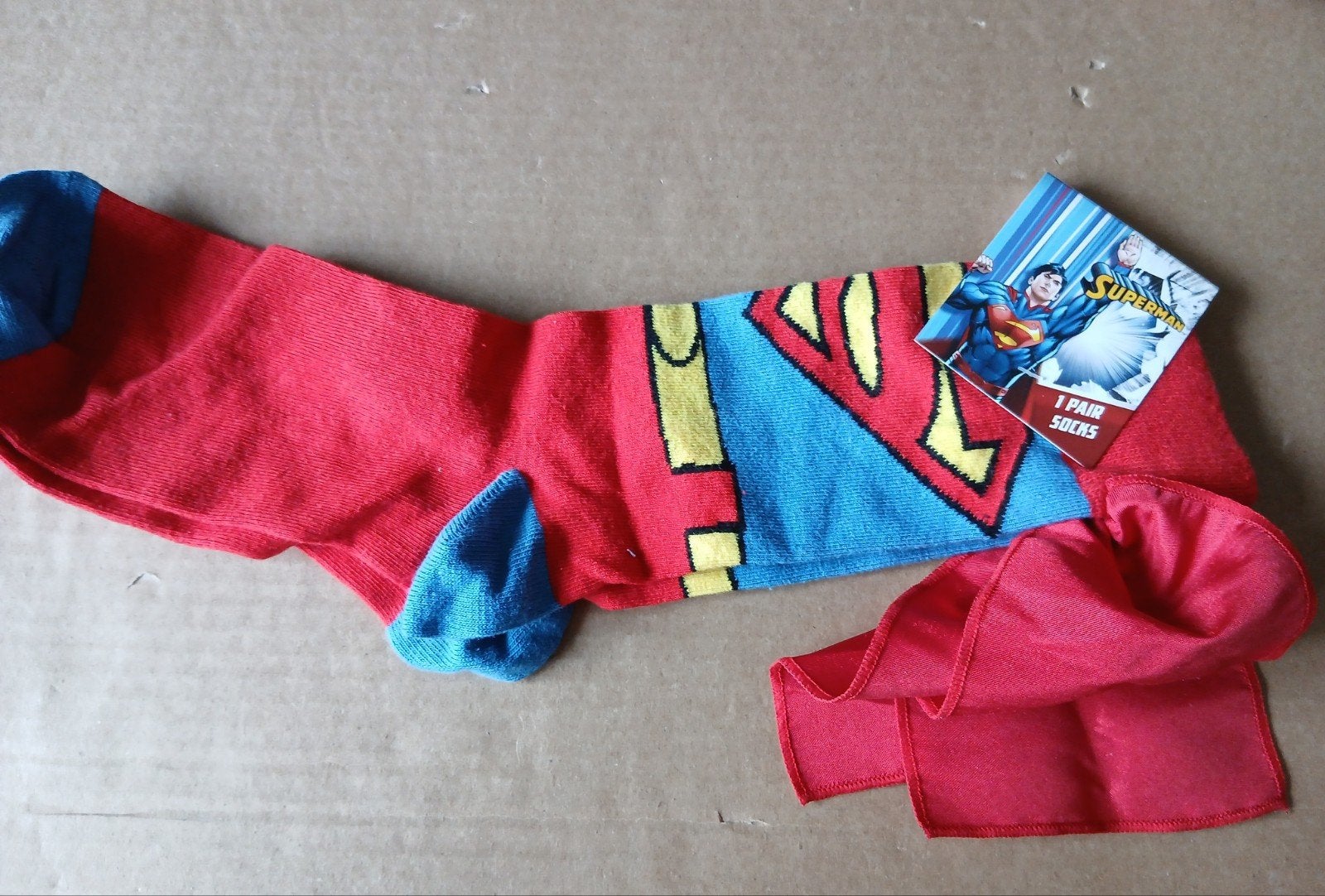 Nieuwe Superman Sokken met Cape - Maat 39-42, Superman, Overige kleuren, Nieuw, Ophalen of Verzenden