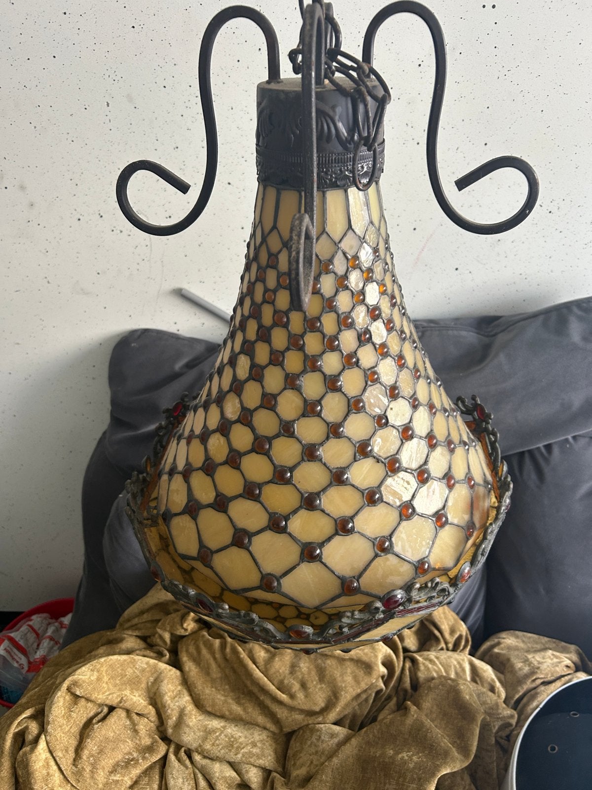 Tiffany  Hanglamp - Glas-in-lood Design, Ophalen, Gebruikt, 50 tot 100 cm, Glas