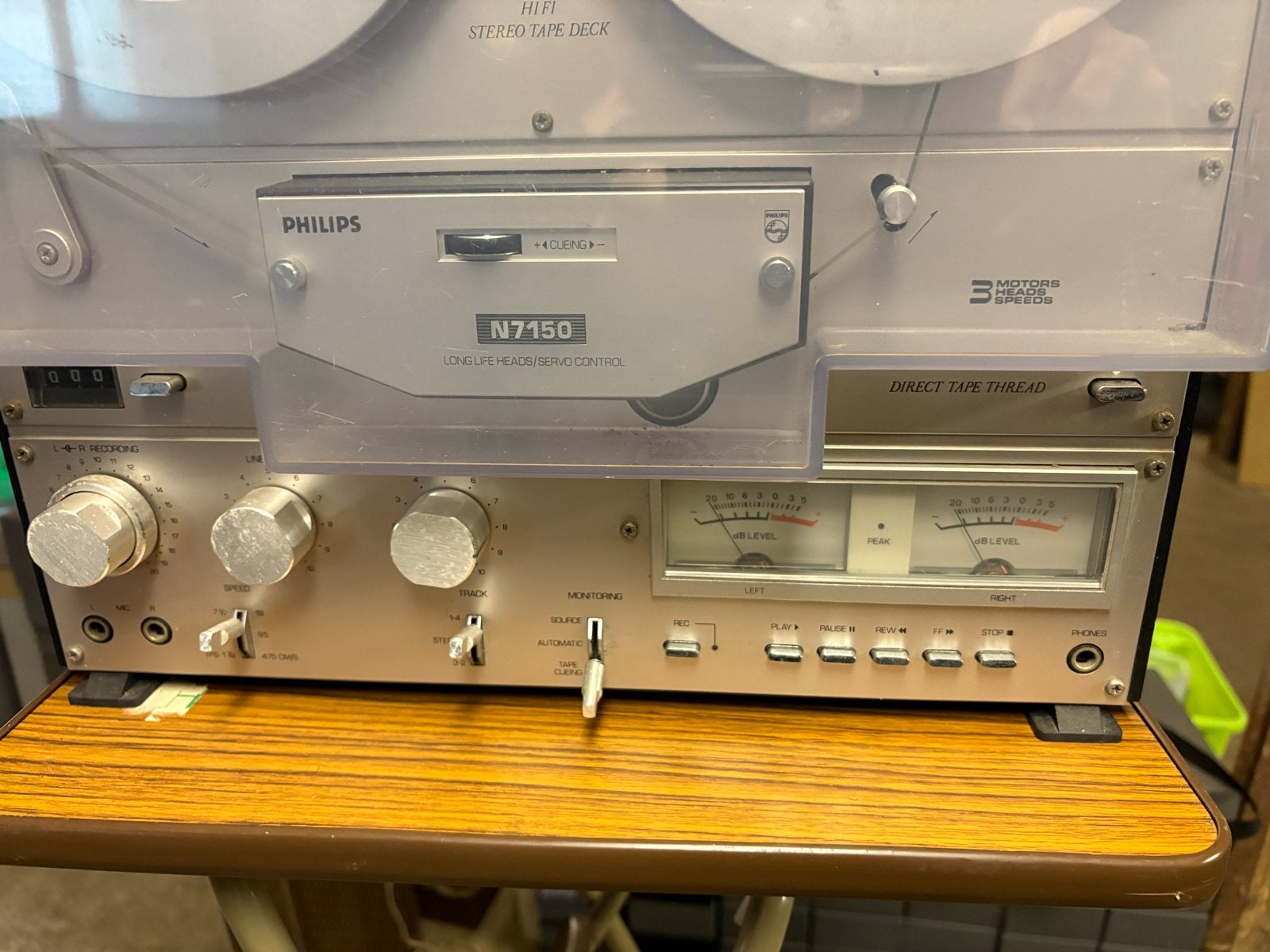 Philips N7150 Bandrecorder met stofkap en banden, Ophalen of Verzenden, Bandrecorder, Met stofkap