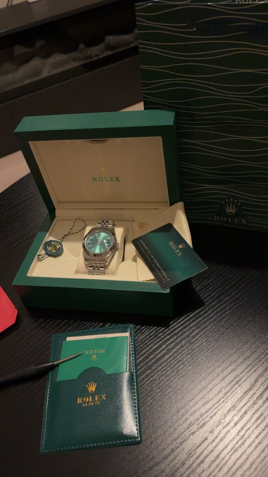 Rolex horloge met doos en papieren, Sieraden, Tassen en Uiterlijk, Horloges | Heren, Verzenden, Polshorloge, Zo goed als nieuw