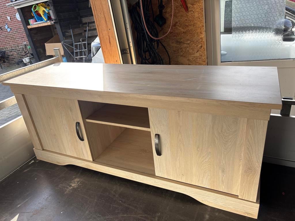 Modern Dressoir / TV Meubel - Licht Eiken Look, Ophalen, 150 tot 200 cm, Zo goed als nieuw, Minder dan 100 cm