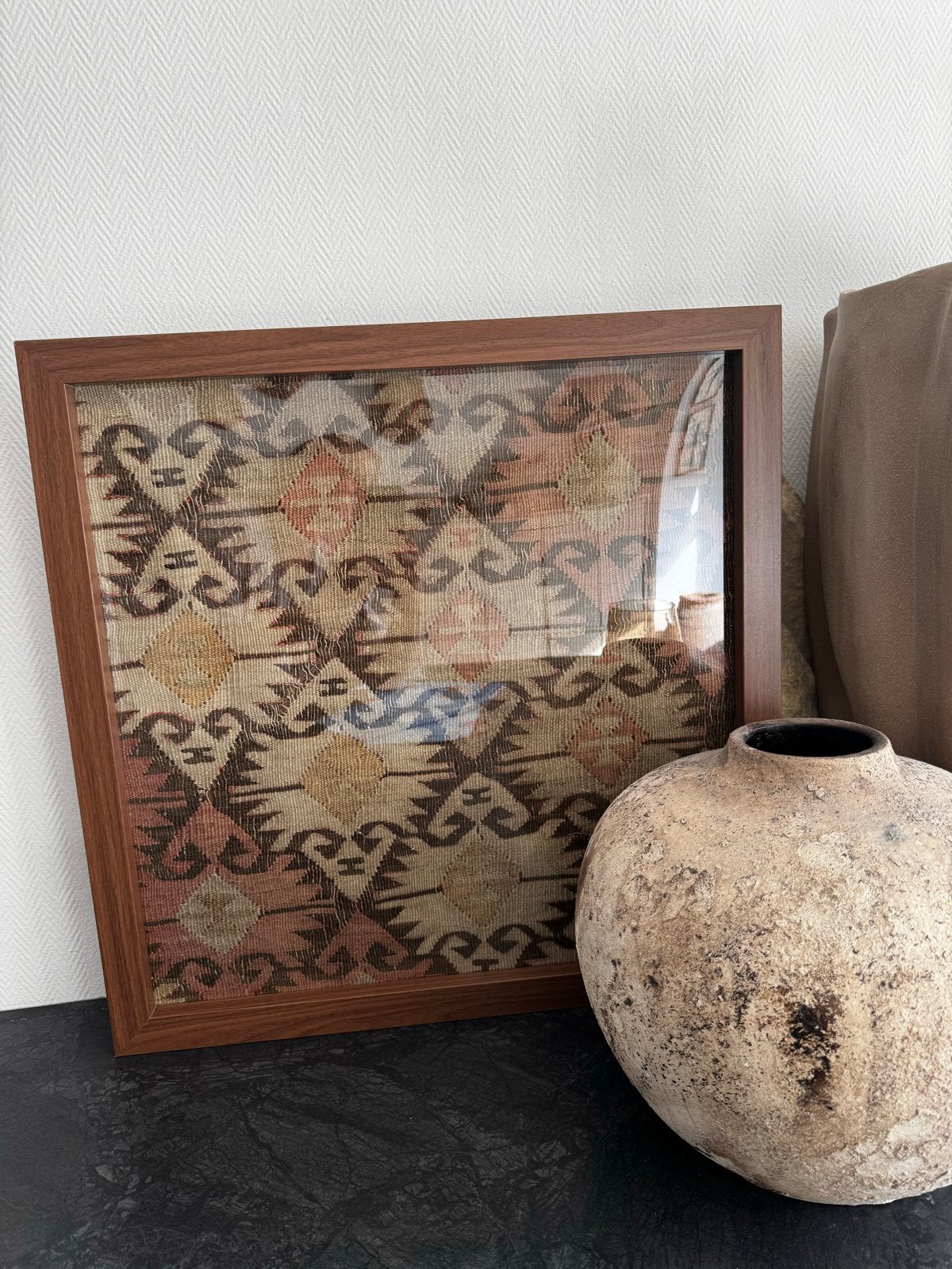 Ingelijst oud kelim kleed - 54x54cm, Verzenden
