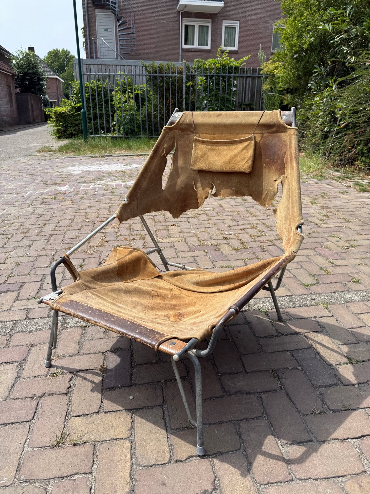 Vintage J361 Lounge Chair Erik Ole Jørgensen Bovirke, Gebruikt, Ophalen of Verzenden, 75 tot 100 cm, Leer