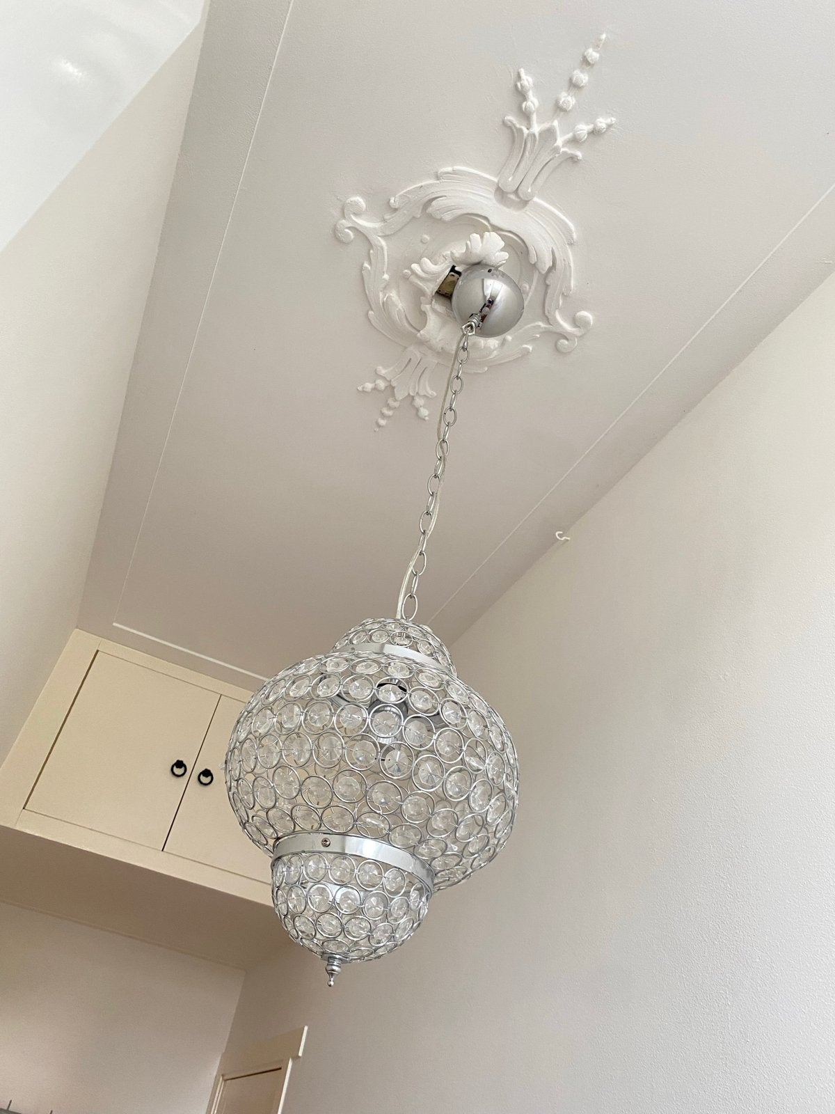Moderne kristallen hanglamp, Ophalen, Zo goed als nieuw, Glas, E27 (groot)