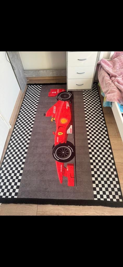 Vloerkleed jongens Formule 1 raceauto - rood/grijs, Gebruikt, 150 tot 200 cm, Rechthoekig, Rood