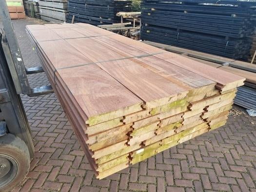 29.12 m2 Azobé hardhouten damwand 5 cm dik - nr: HP71, Tuin en Terras, Palen, Balken en Planken, Ophalen, Planken, Nieuw, Hardhout