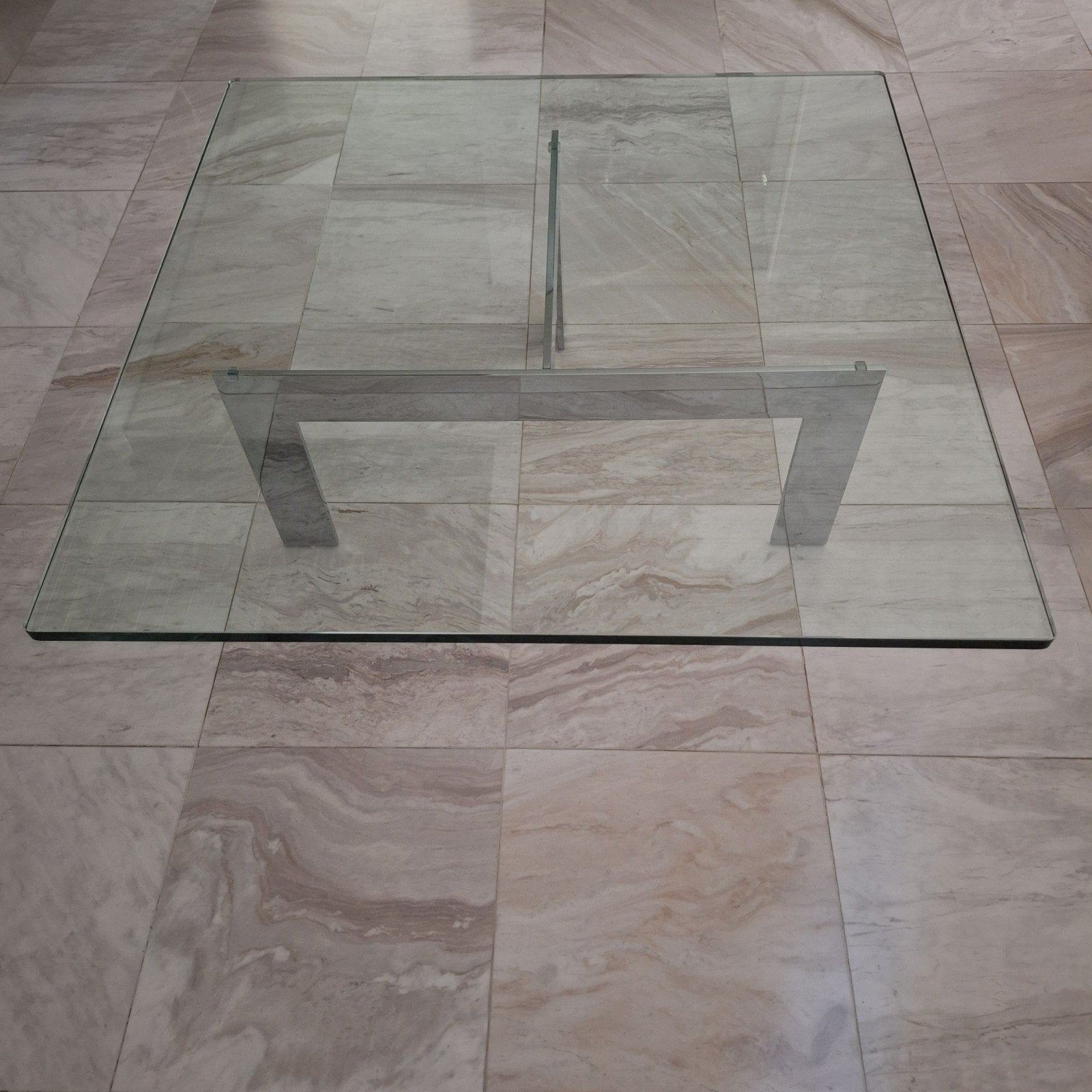 Lourens Fisher Glazen Salontafel in nieuwstaat, Ophalen, 50 tot 100 cm, Vierkant, 50 tot 100 cm