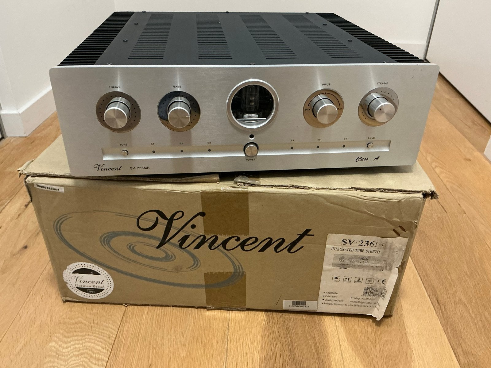 Vincent SV-236MK Geïntegreerde Buis Stereo Versterker + ab, Zo goed als nieuw, 120 watt of meer, Stereo, Ophalen
