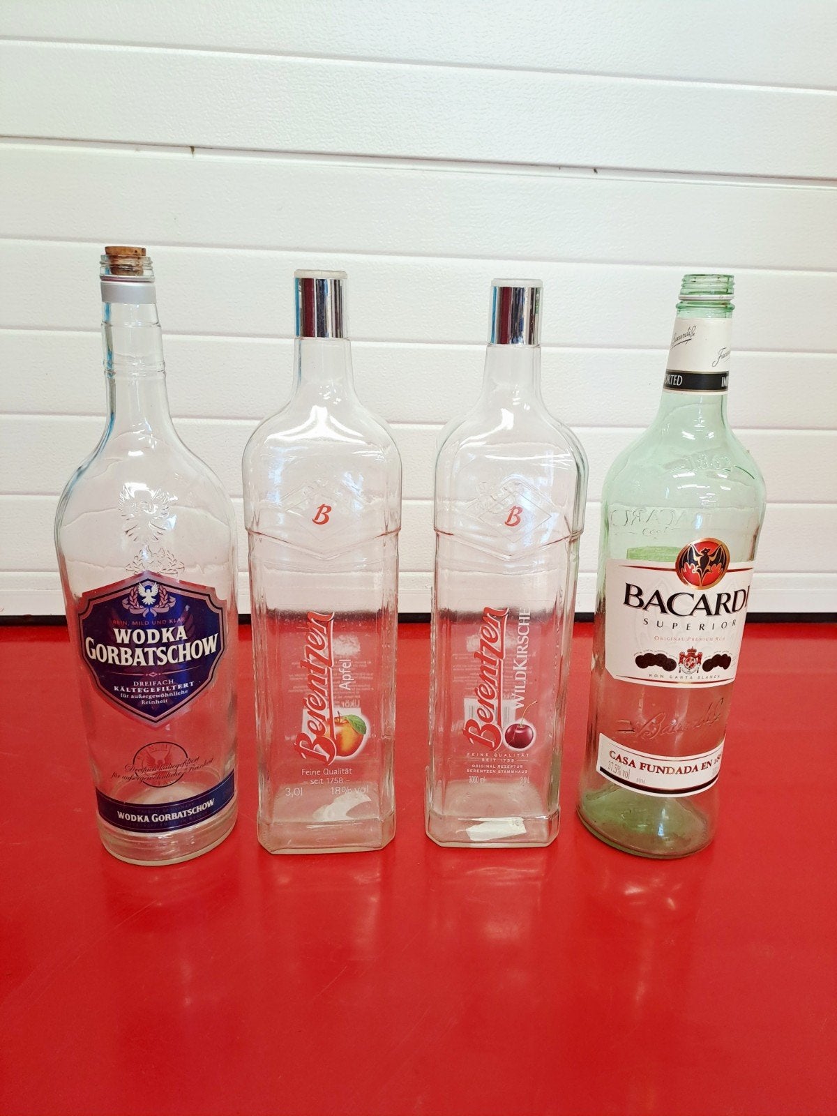 Lege 3 liter flessen met ophanghouders - Bacardi, Wodka, Ophalen, Gebruikt