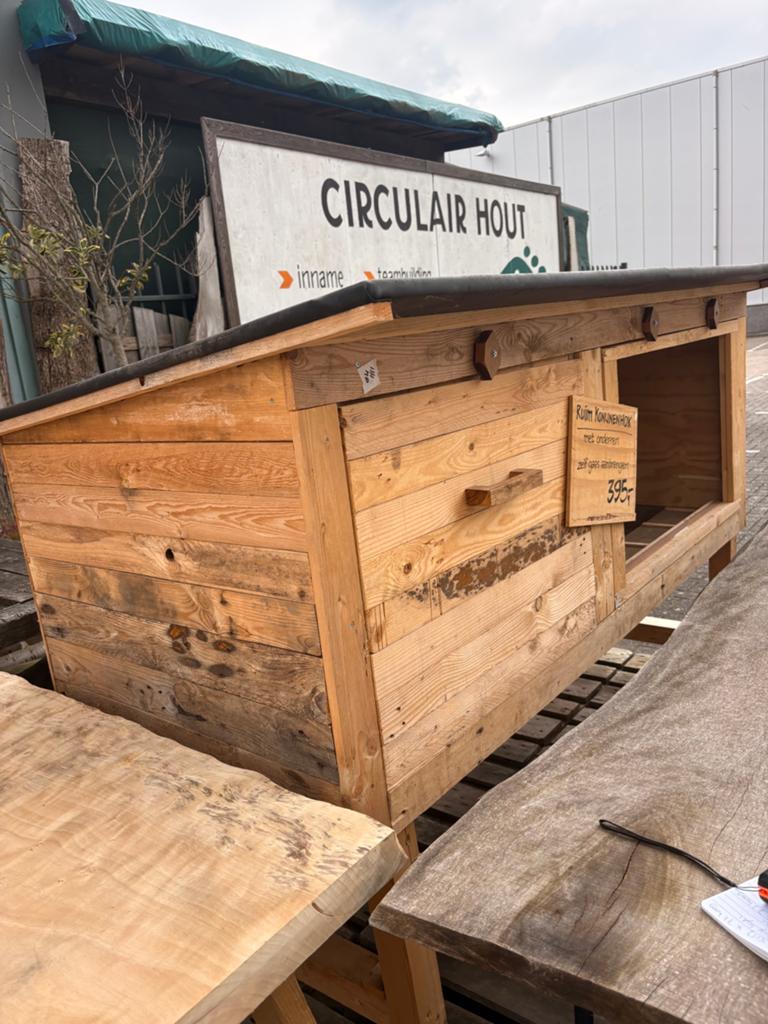 Konijnhok van circulair hout, Dieren en Toebehoren, 110 cm of meer, Konijn, Hok, Ophalen
