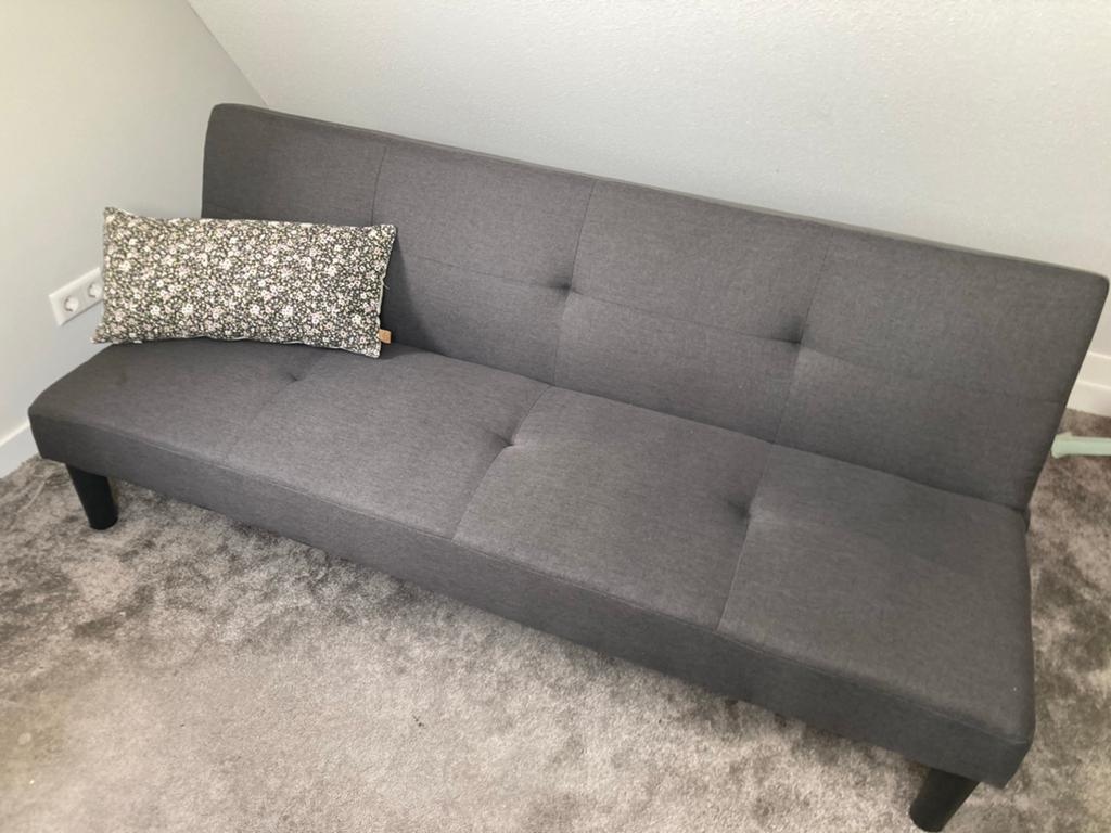 Grijze Slaapbank - Comfortabel en Praktisch, Ophalen, 190 cm of minder, Zo goed als nieuw, Grijs