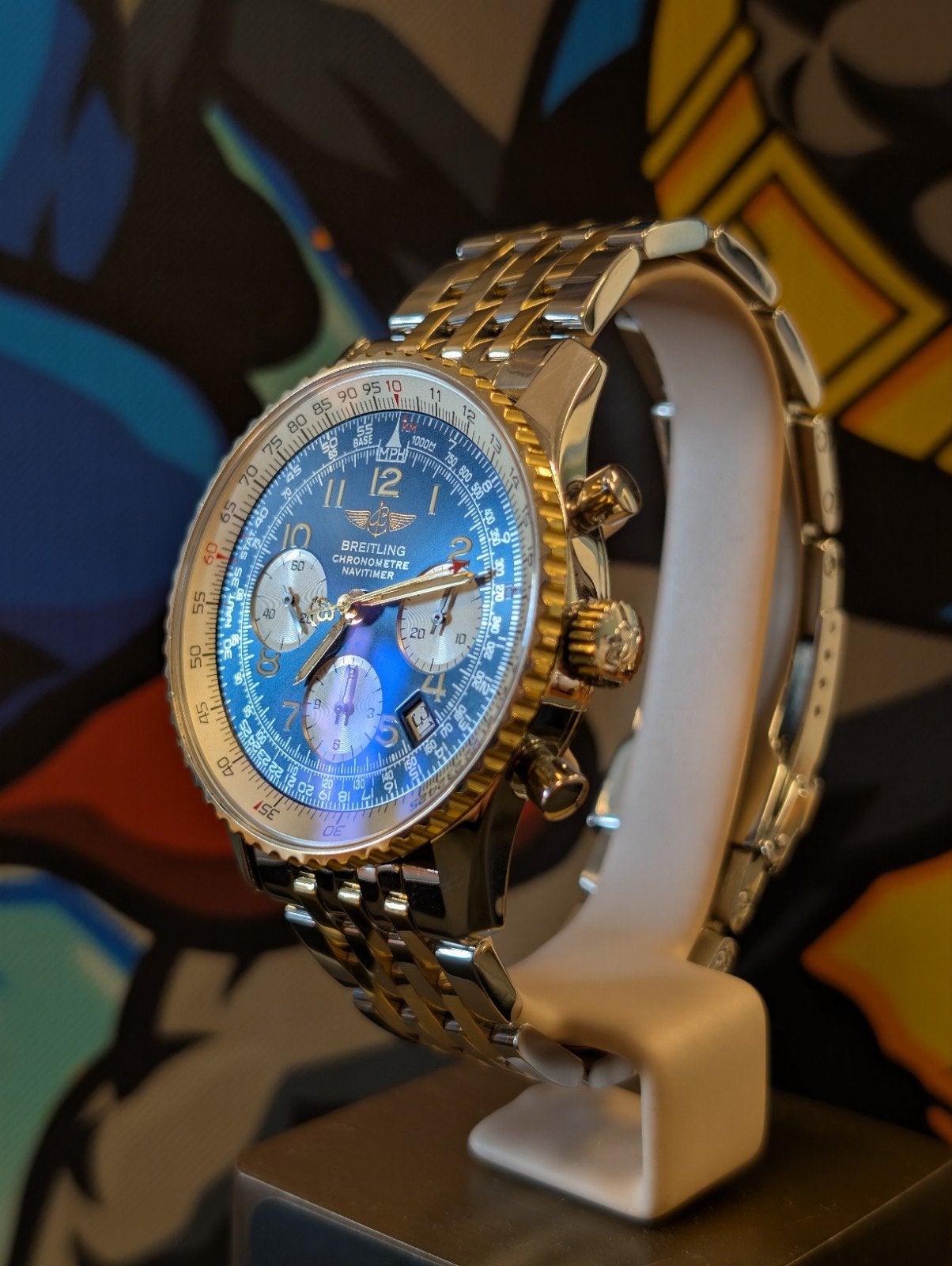 Breitling Navitimer goud/staal prachtige wijzerplaat, Sieraden, Tassen en Uiterlijk, Horloges | Heren, Ophalen of Verzenden, Zo goed als nieuw