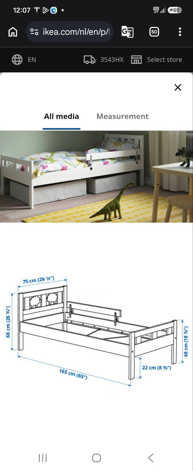 IKEA KRITTER kinderbed  - Gebruikt maar goed, Ophalen, Gebruikt, 70 tot 85 cm, Lattenbodem