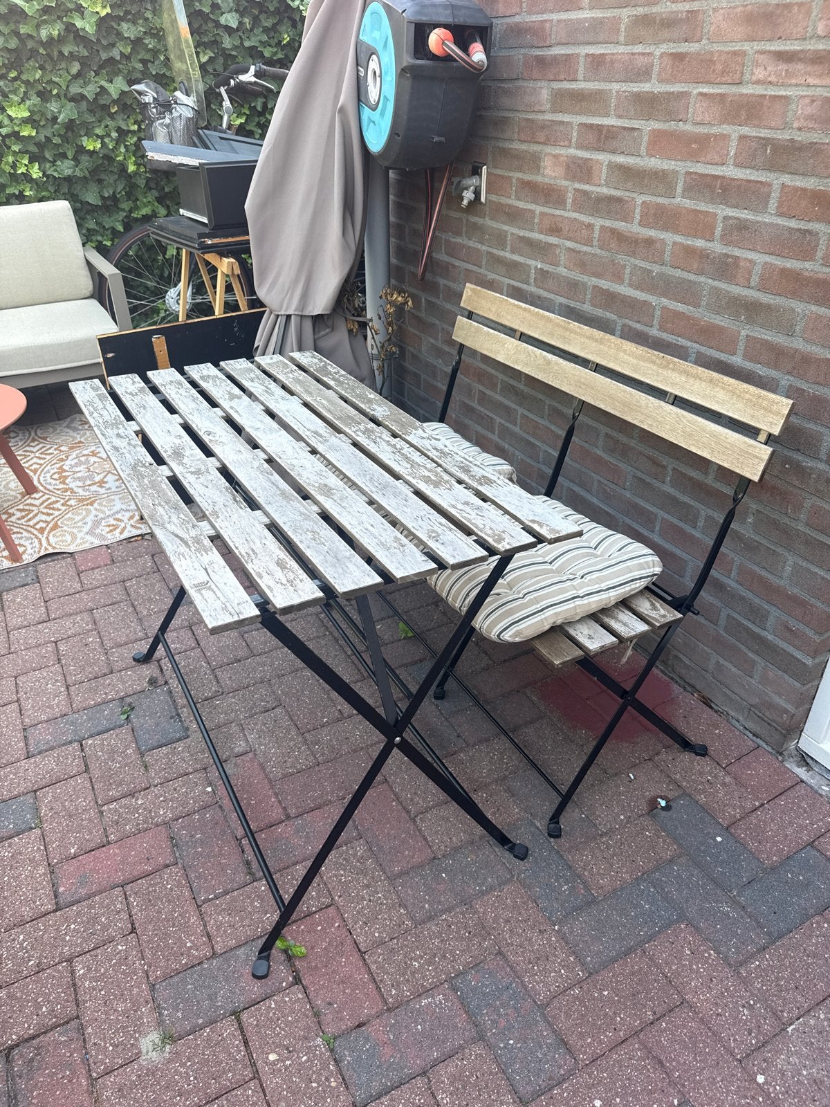 IKEA Tweepersoons Tuinset met Kussens - Compact Design, Tuin en Terras, Tuinsets en Loungesets, Gebruikt, Stoel, Tuinset, Hout