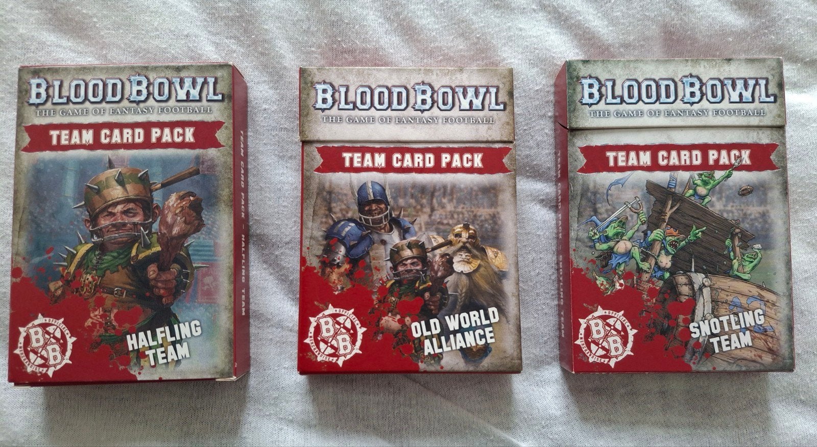 Blood Bowl Team Card Packs: Halfling, Old World, Snotling, Ophalen of Verzenden, Zo goed als nieuw, Overige soorten, Toebehoren
