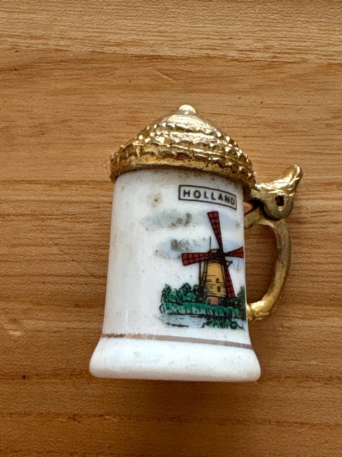 Vintage porseleinen vingerhoedje met tulpensouvenir uit NL, Verzamelen, Ophalen of Verzenden, Gebruikt