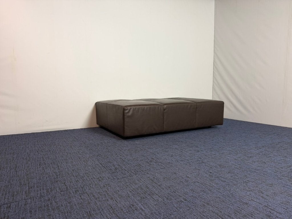 Vintage Walter Knoll Hocker/poef, donkerbruin leder, Ophalen, Gebruikt, 125 cm of meer, Leer