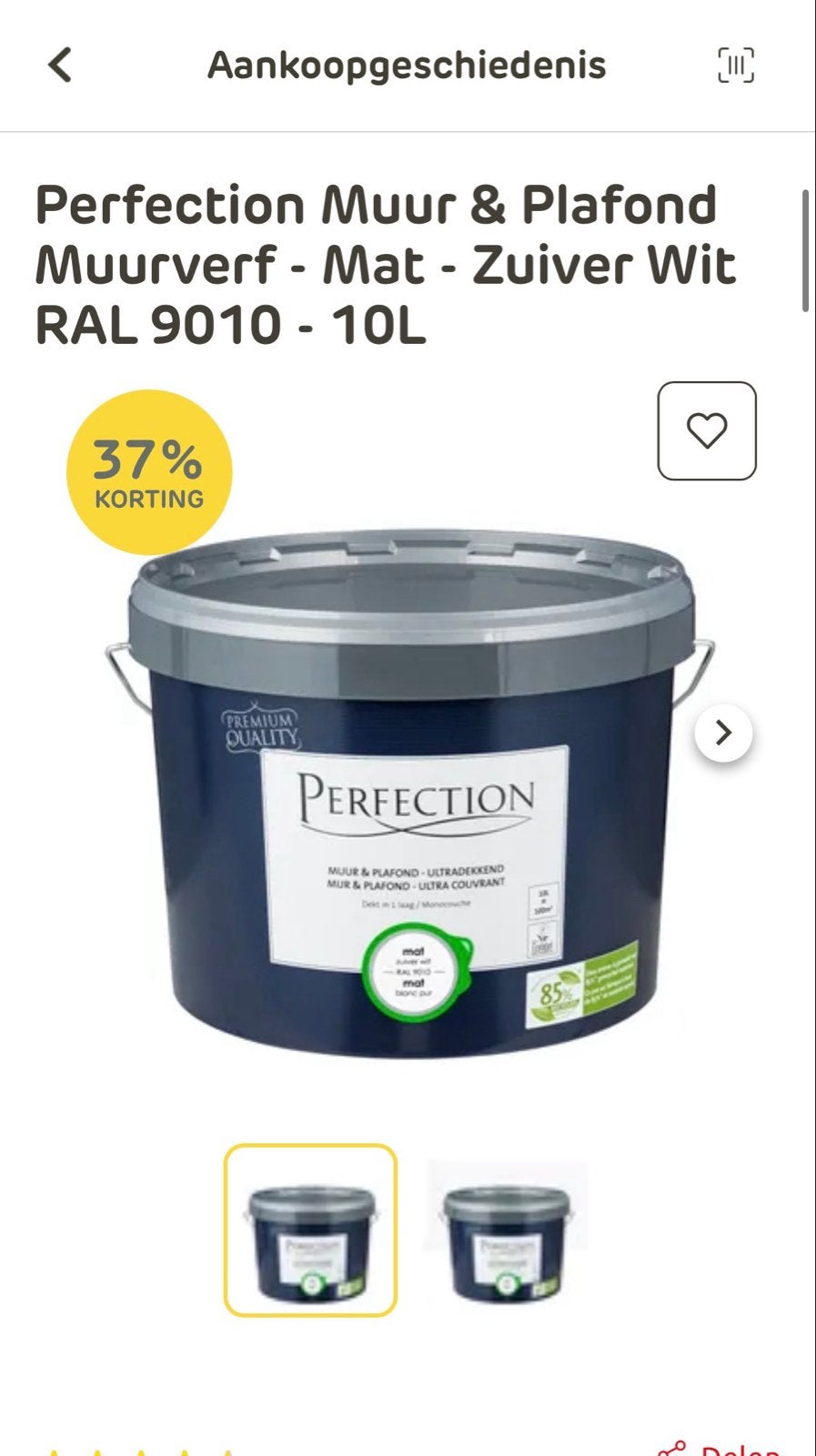 Perfection Muurverf Mat Zuiver Wit RAL 9010 - 10L (bijna vol, Doe-het-zelf en Verbouw, Verf, Beits en Lak, Ophalen, 5 tot 10 liter
