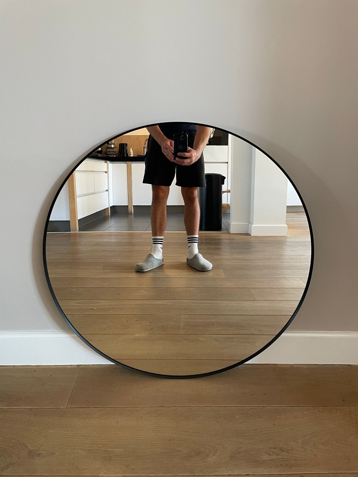 Ikea Lindbyn spiegel zwart 80cm, Ophalen, Rond, Zo goed als nieuw, 75 tot 100 cm