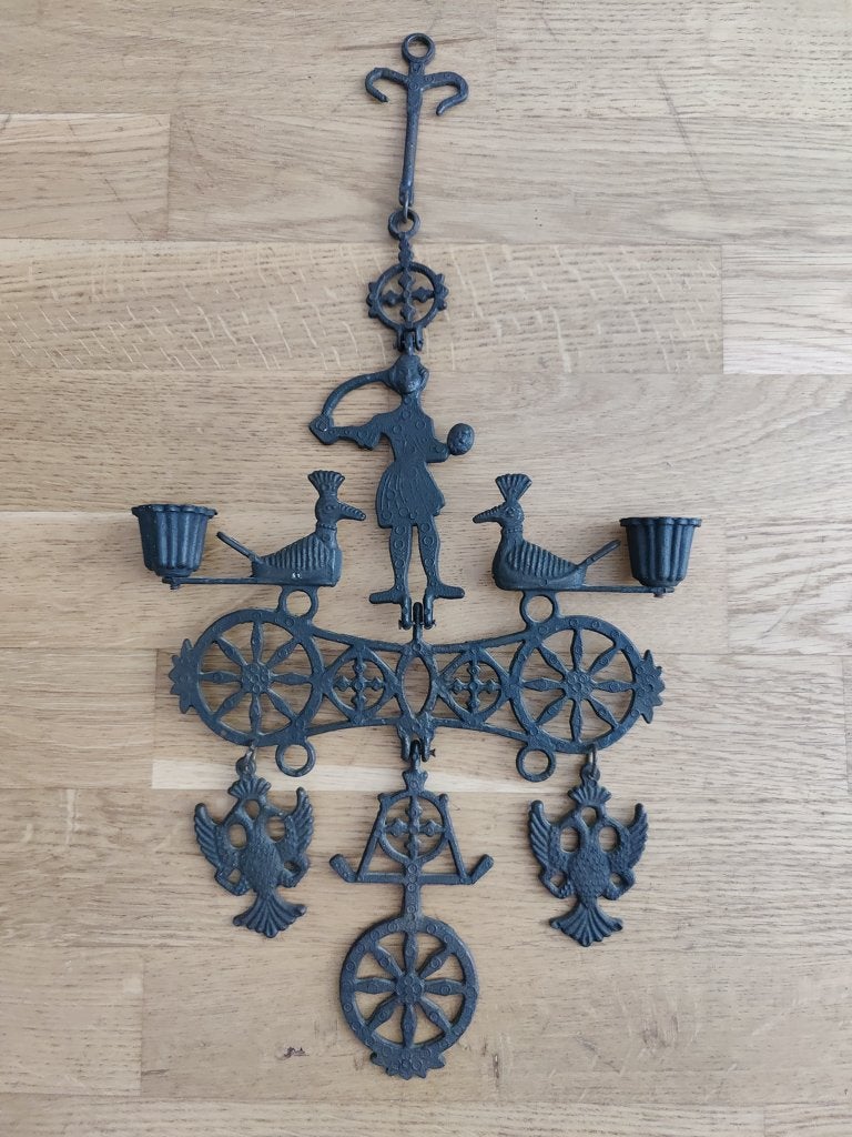Gietijzeren 'Byzantijns kruis' wandkandelaar, Antiek en Kunst, Ophalen of Verzenden, Overige materialen