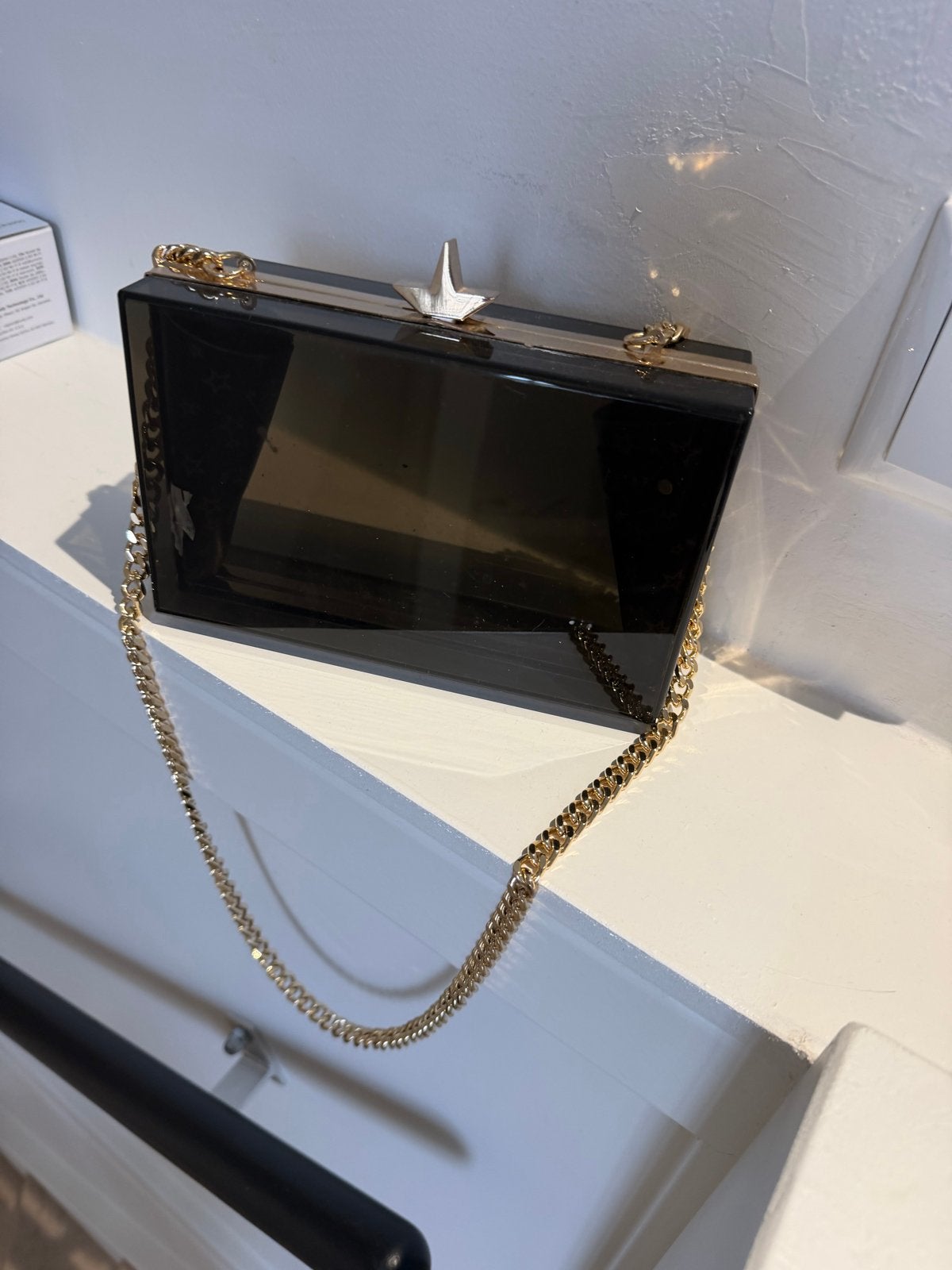Zara zwart avondtasje met gouden ketting en ster sluiting, Ophalen of Verzenden, Gebruikt, Zwart, Avondtasje