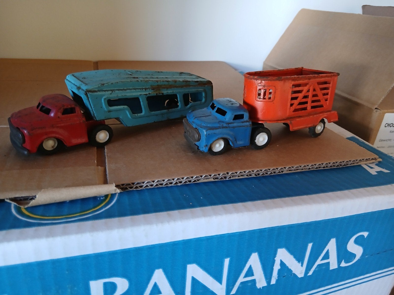 Vintage Speelgoed Vrachtwagens met Trailers - Japan, Ophalen of Verzenden, Gebruikt